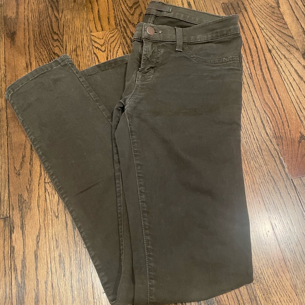 J brand low rise jeans - the pencil leg, color West Point green, size 27